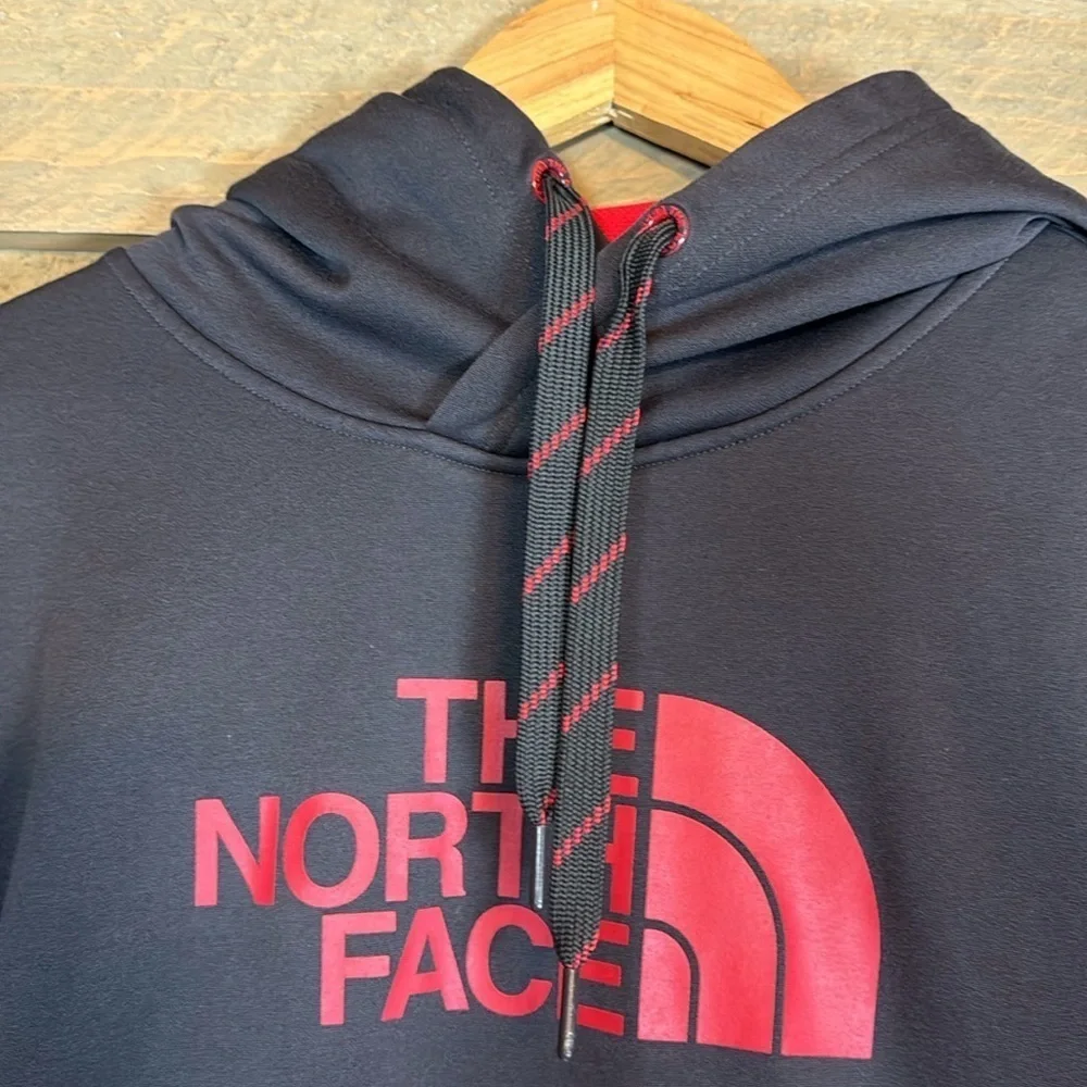 The North Face dark gray and red hoodie sweatshirt Size Large